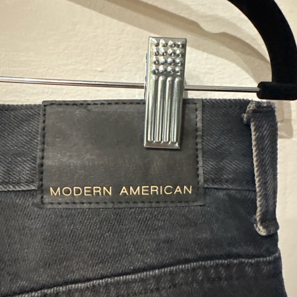 Modern American Charcoal Straight Leg Cropped Jeans Raw Hem Women’s Denim - Picture 4 of 6